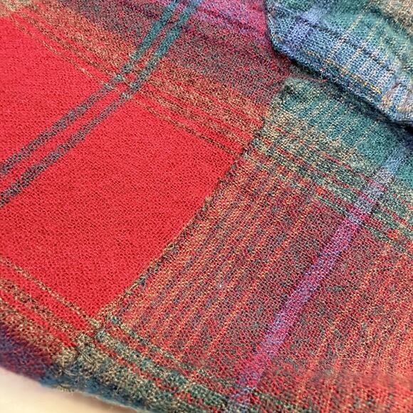 Vintage Pendleton Shirt Womens Medium Red Blue Plaid Wool Western Snap Front 70s - Picture 9 of 15